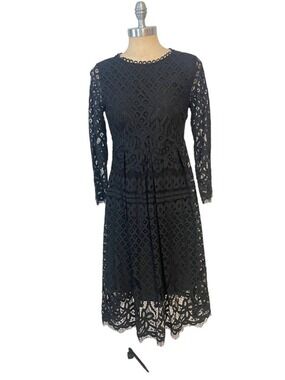 FLORYDAY Black Lace long sleeve Dress Size Small